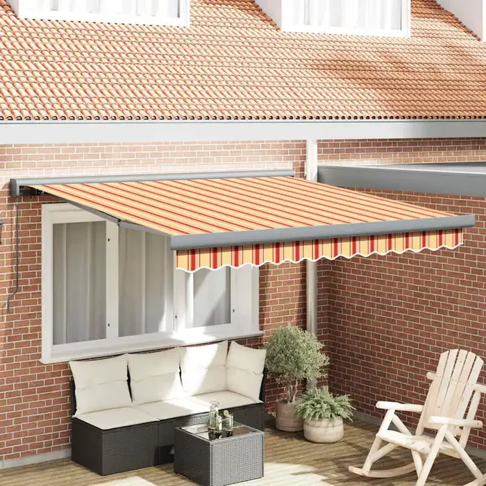 vidaXL Manual Retractable Awning – Yellow and Orange 350×250 cm