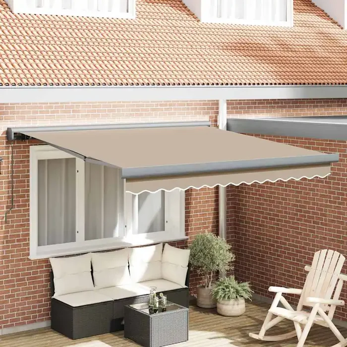 vidaXL Manual Retractable Awning Beige 350×250 cm