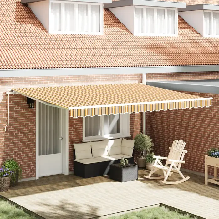 vidaXL Manual Retractable Awning Multicolour Stripe 450×300 cm
