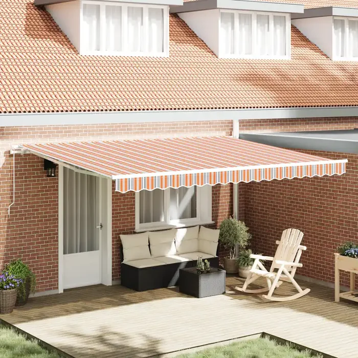 vidaXL Manual Retractable Awning Multicolour Stripe 450×300 cm