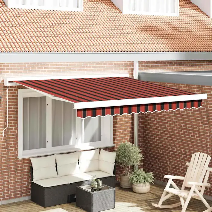vidaXL Manual Retractable Awning Orange and Brown 300×250 cm