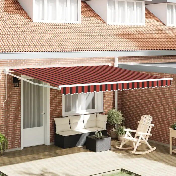 vidaXL Manual Retractable Awning Orange and Brown 350×250 cm