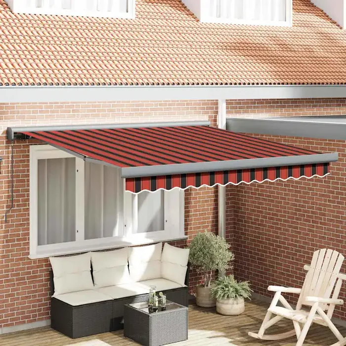 vidaXL Manual Retractable Awning Orange and Brown 350×250 cm