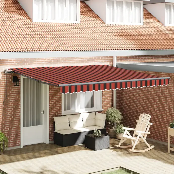 vidaXL Manual Retractable Awning Orange and Brown 400×300 cm