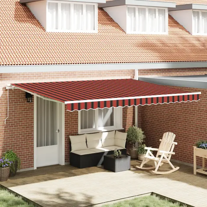 vidaXL Manual Retractable Awning Orange and Brown 450×300 cm