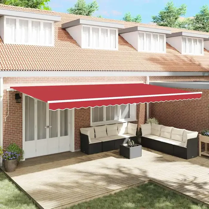 vidaXL Manual Retractable Awning Red 600×350 cm