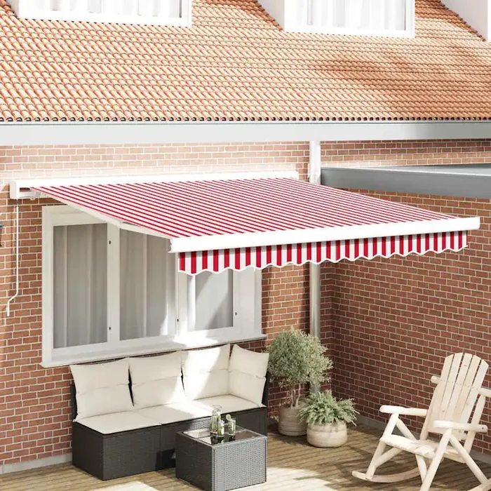 vidaXL Manual Retractable Awning Red and White Stripe 300×250 cm