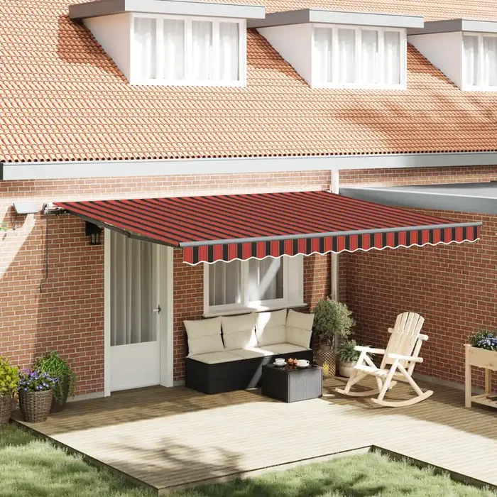 vidaXL Manual Retractable Awning with LED Orange and Brown 450×350 cm