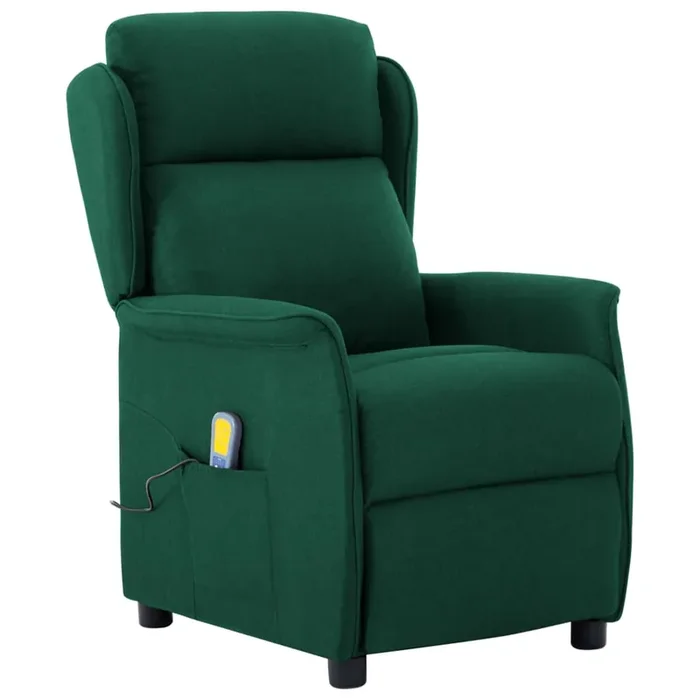 vidaXL Massage Chair Dark Green Fabric