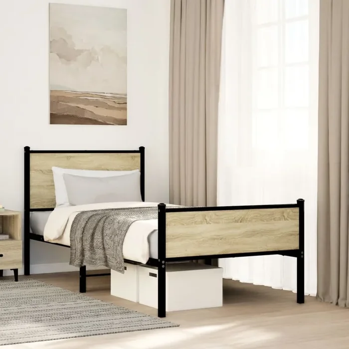 vidaXL Metal Bed Frame without Mattress Sonoma Oak 80×200 cm