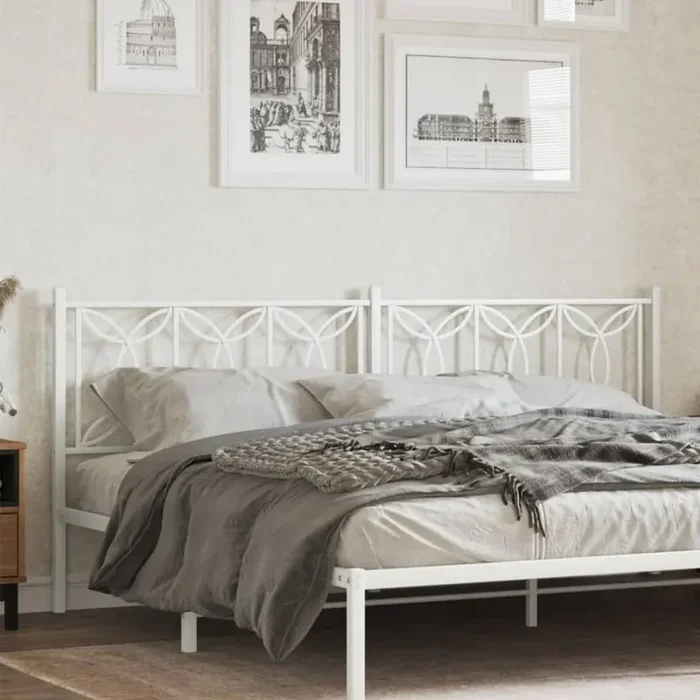 vidaXL Metal Headboard White 200 cm