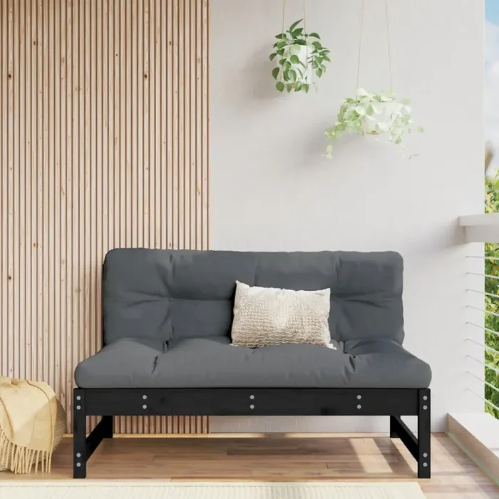 vidaXL Middle Sofa Black 120×80 cm Solid Wood Pine