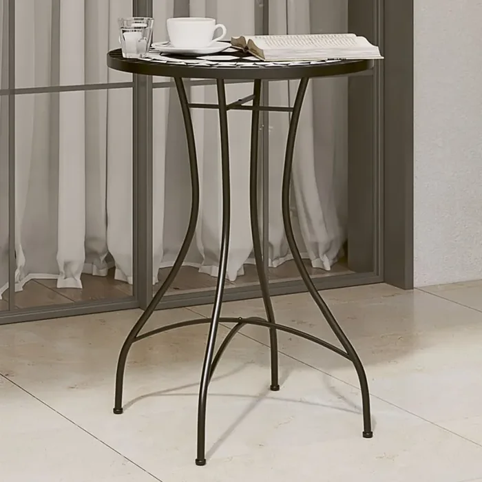 vidaXL Mosaic Bistro Table Black and White Ø50×70 cm Ceramic