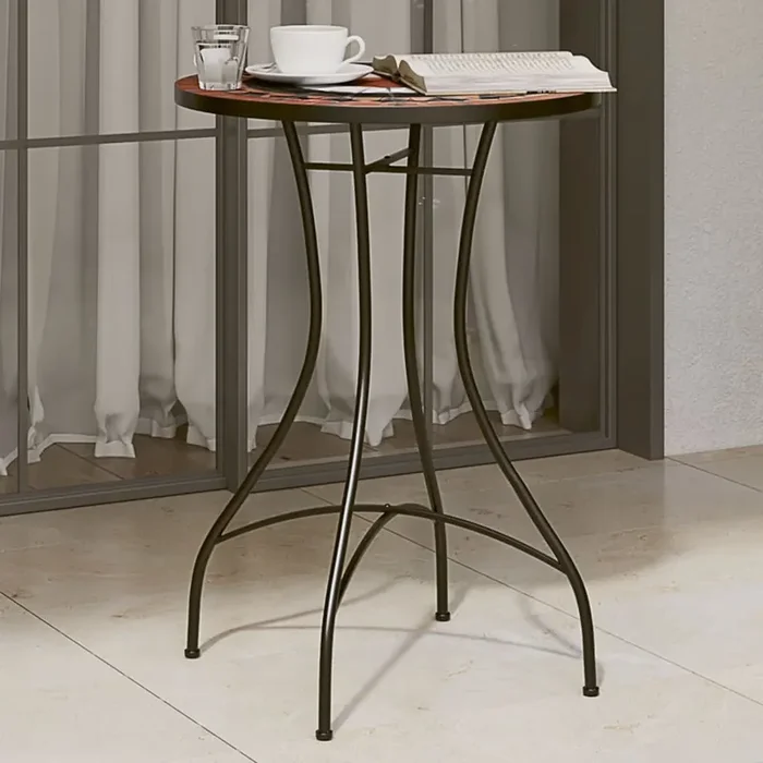 vidaXL Mosaic Bistro Table Terracotta and White Ø50×70 cm Ceramic