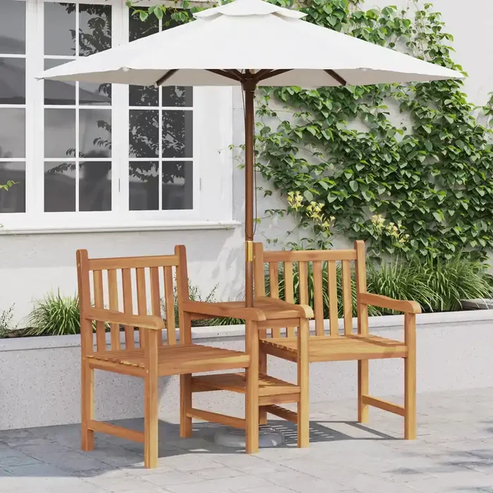 vidaXL Outdoor Chairs with Shelf Geometric with Storage Brown Solid teak wood