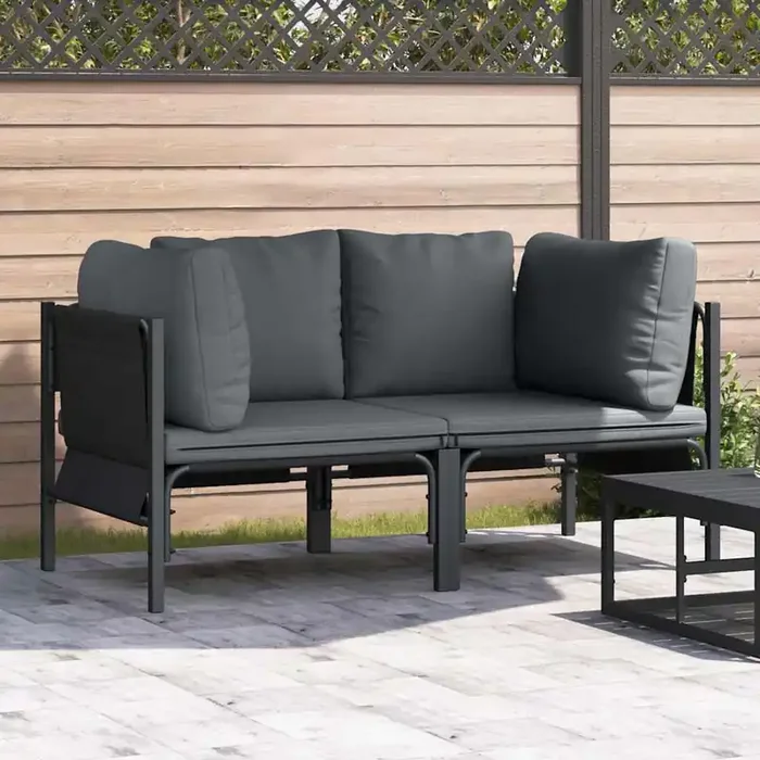 vidaXL Outdoor Furniture Sets with Cushion with Pillow 2 pcs Anthracite Steel