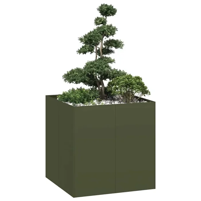 vidaXL Planter Olive Green 80x80x80 cm Steel