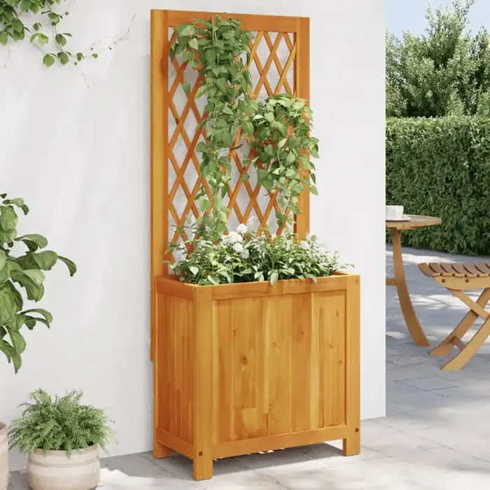 vidaXL Planter with Trellis 55×29.5×132 cm Solid Wood Acacia