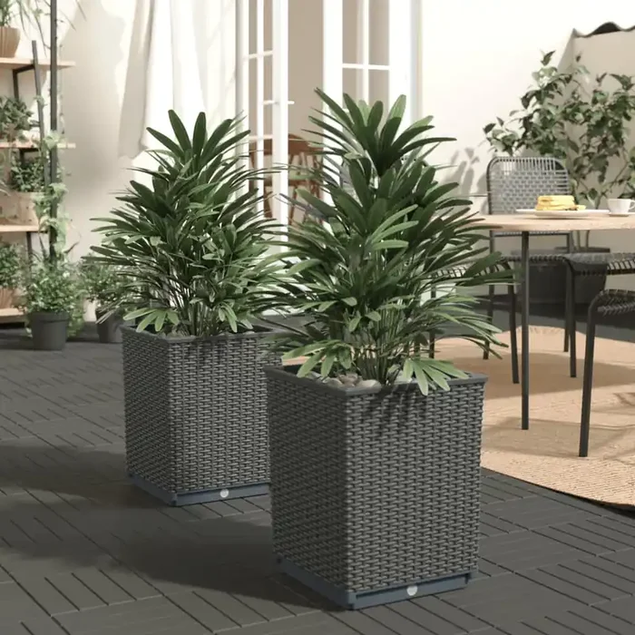 vidaXL Planters 2 pcs Black 30x30x37 cm Polypropylene