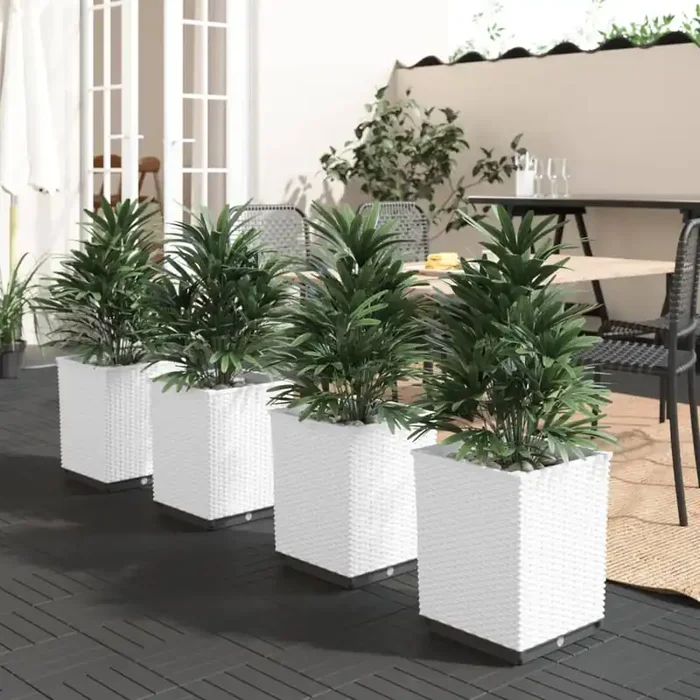 vidaXL Planters 4 pcs White 30x30x37 cm Polypropylene