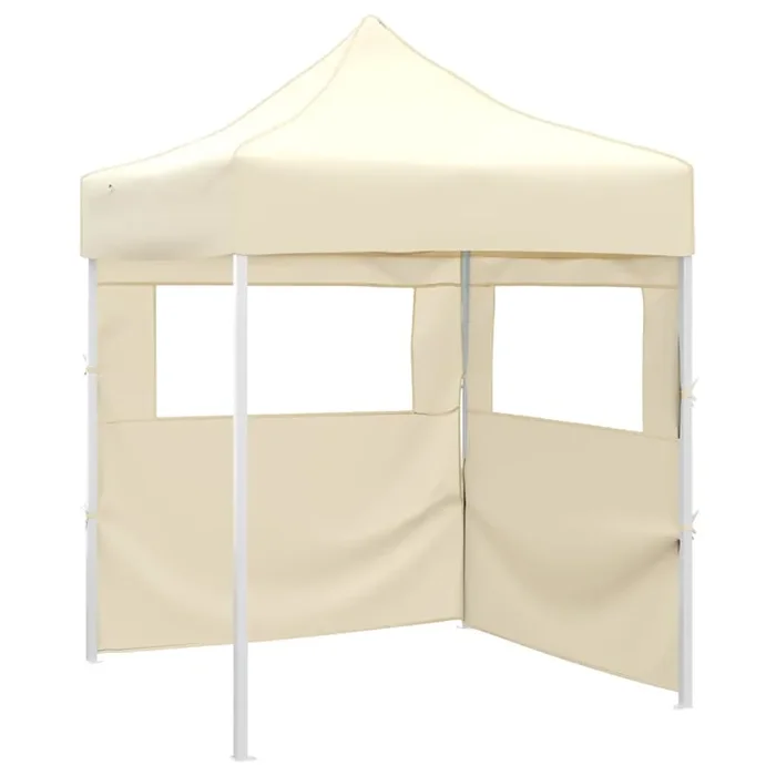 vidaXL Professional Folding Party Tent with 2 Sidewalls 2×2 m Steel Cream