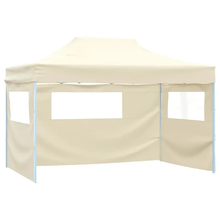vidaXL Professional Folding Party Tent with 3 Sidewalls 3×4 m Steel Cream