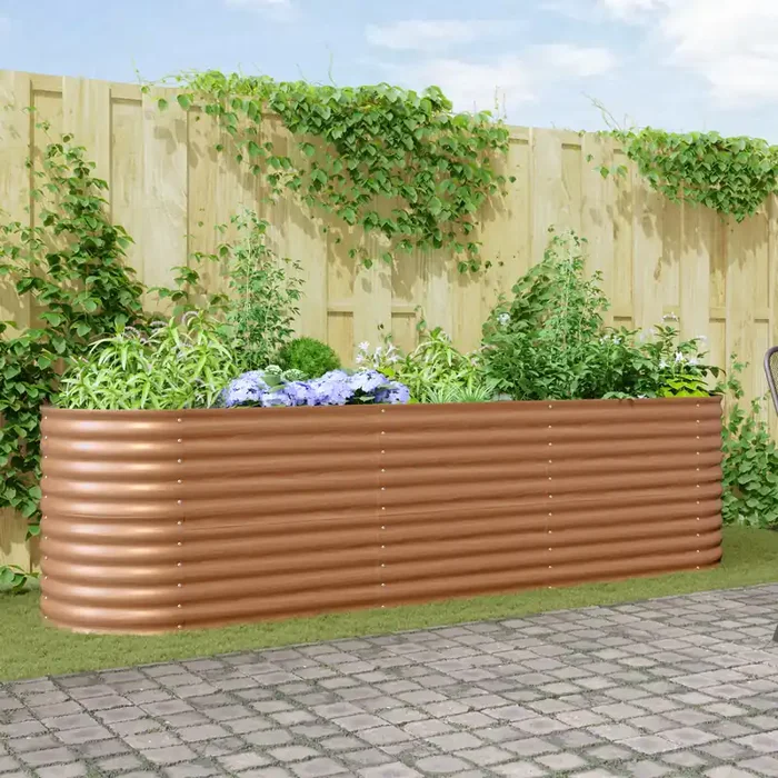 vidaXL Raised Bed Planter Wood Effect Metal 320 X 80 X 81 cm Durable