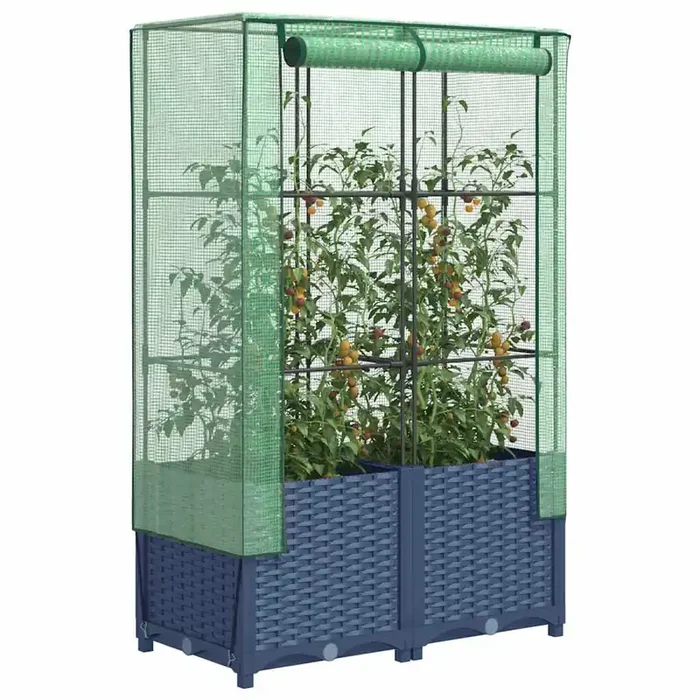 vidaXL Raised Bed with Greenhouse Cover Rattan Look 80x40x138 cm