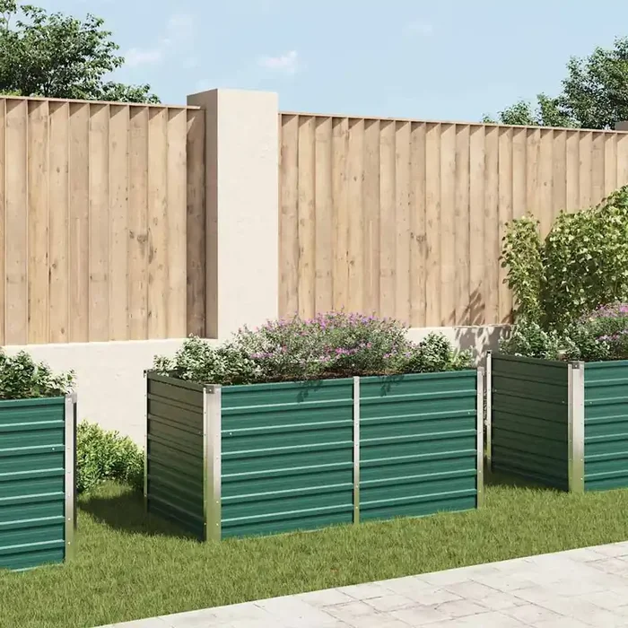 vidaXL Raised Garden Bed 160x80x77 cm Galvanised Steel Green