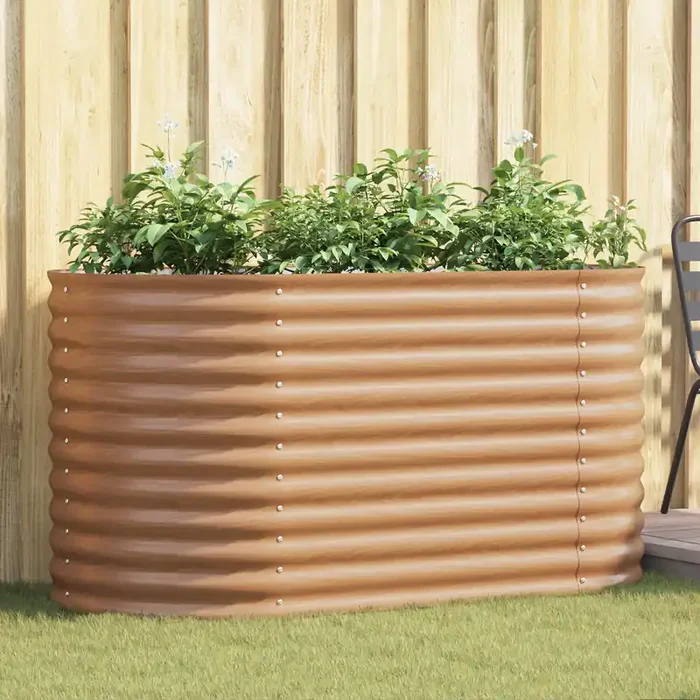 vidaXL Raised Garden Bed Brown with Wood Look 160x80x81 cm Steel