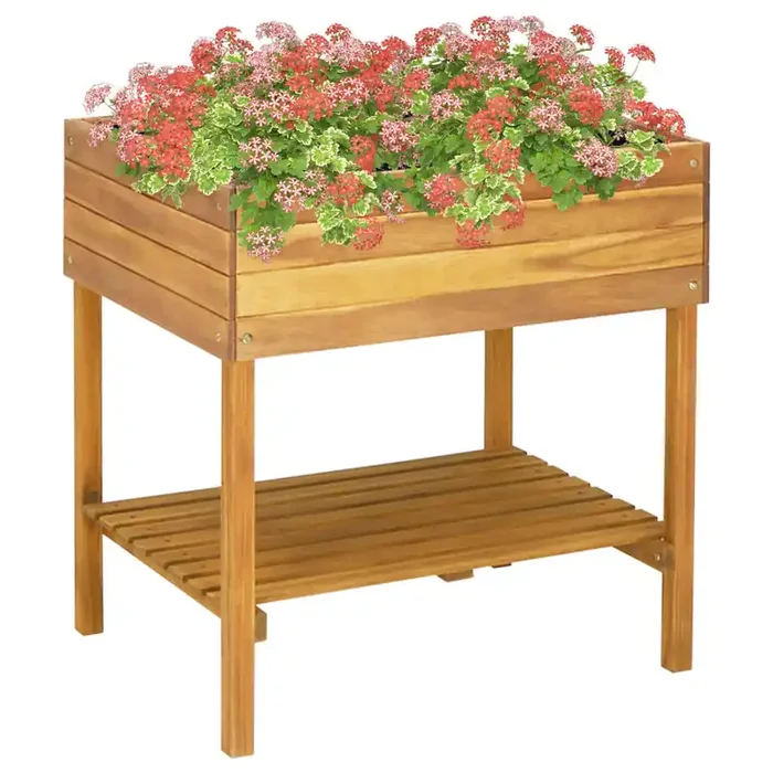 vidaXL Raised Garden Planter 78.5×58.5×78.5 cm Solid Acacia Wood