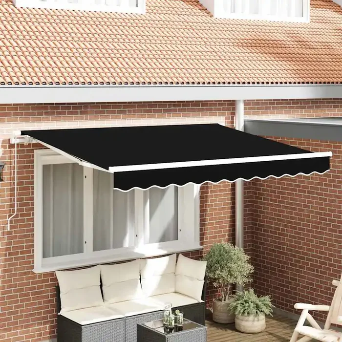 vidaXL Retractable Awning Manual Black and White