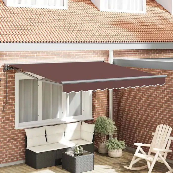 vidaXL Retractable Awning Manual Brown 300×250 cm