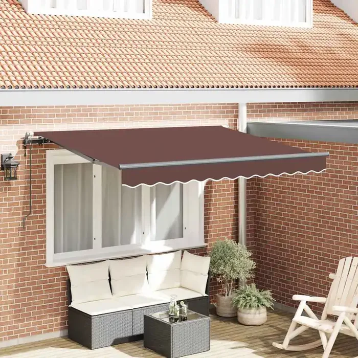 vidaXL Retractable Awning Manual Brown and Anthracite