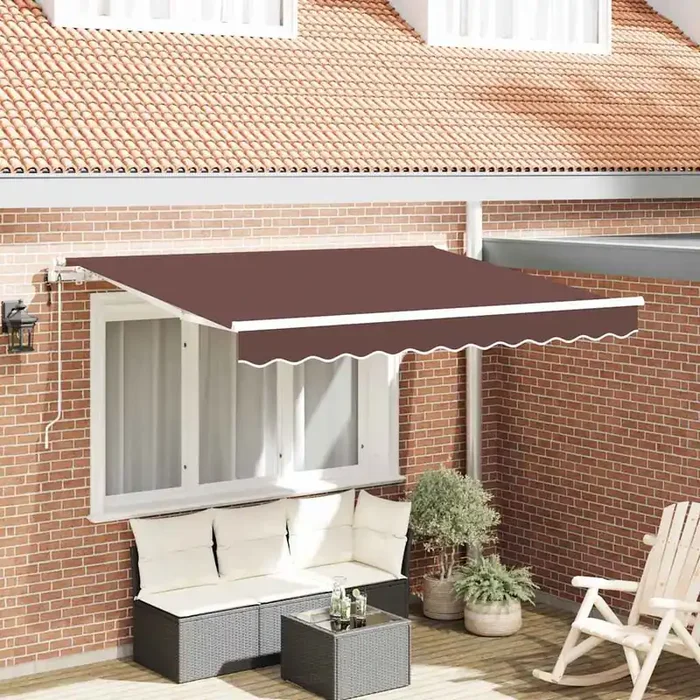 vidaXL Retractable Awning Manual Brown and White