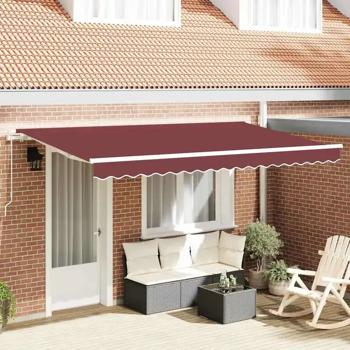 vidaXL Retractable Awning Manual Burgundy red and White 4×2 m