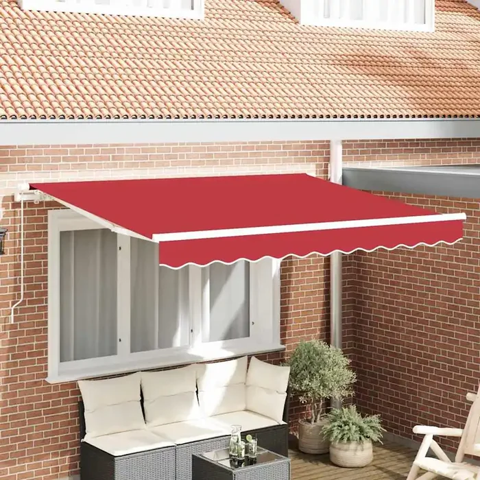 vidaXL Retractable Awning Manual Red and White