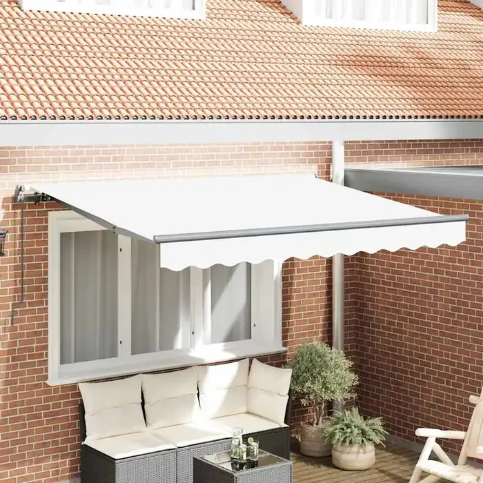 vidaXL Retractable Awning Manual White and Anthracite