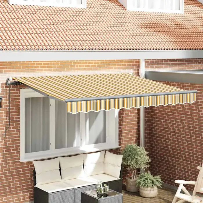 vidaXL Retractable Awning Manual Yellow / Grey / White Anthracite
