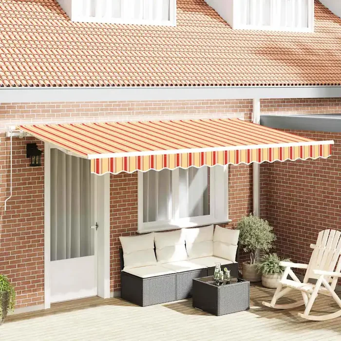 vidaXL Retractable Awning Multicolour and Yellow and Orange and White
