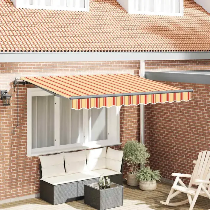 vidaXL Retractable Awning Yellow and Orange and Anthracite Large