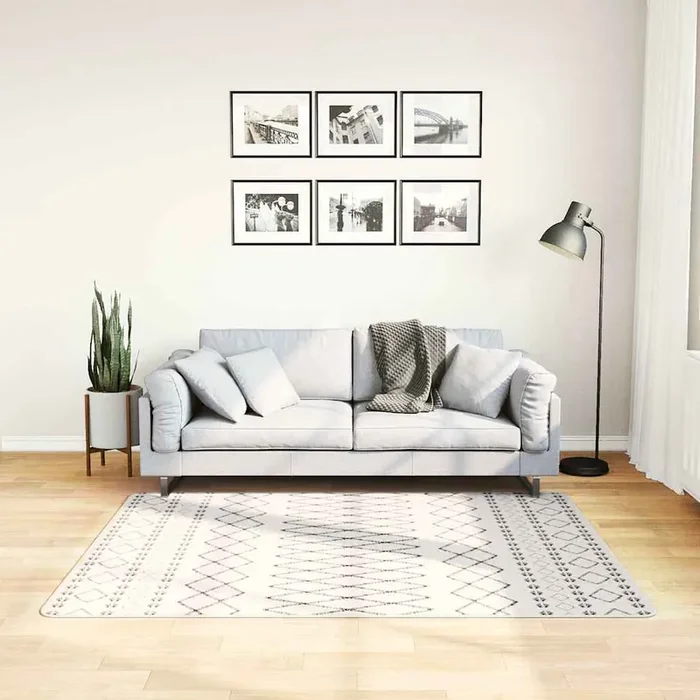 vidaXL Rug Washable Black and White 120×170 cm Anti Slip
