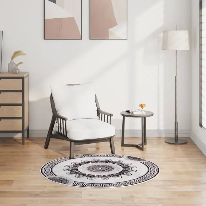 vidaXL Rug Washable φ120 cm Multicolour Anti Slip