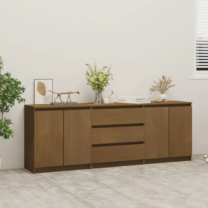 vidaXL Side Cabinet Honey Brown 180x36x65 cm Solid Pinewood