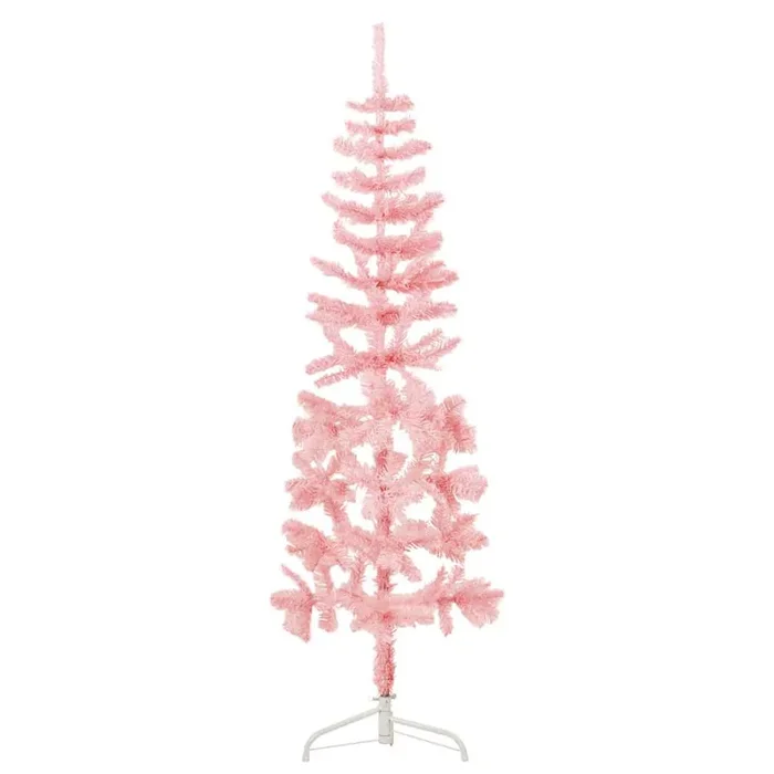 vidaXL Slim Artificial Half Christmas Tree with Stand Pink 150 cm