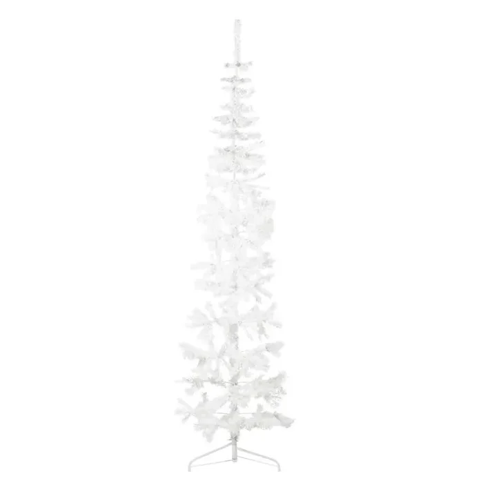 vidaXL Slim Artificial Half Christmas Tree with Stand White 210 cm