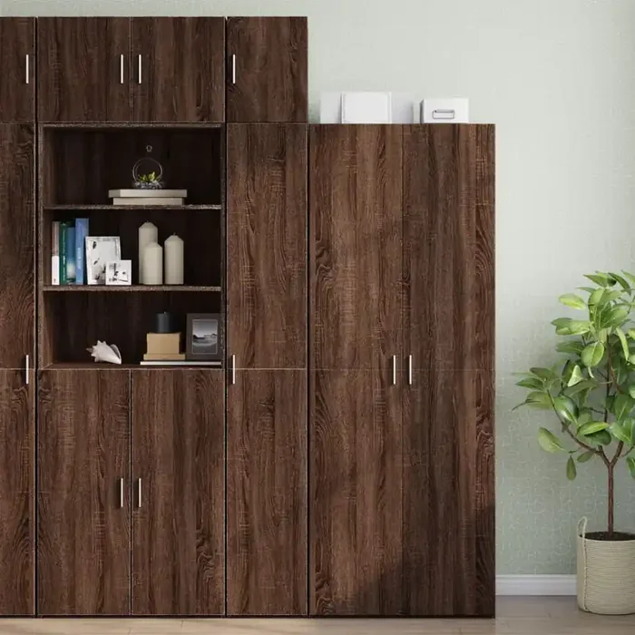 vidaXL Slim Storage Cabinet Brown Oak 30×42.5×225 cm Engineered Wood