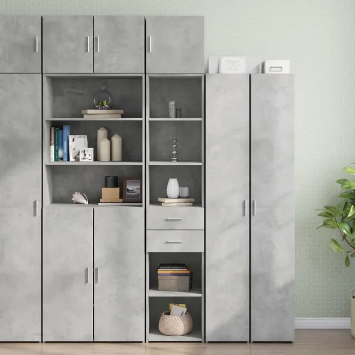 vidaXL Slim Storage Cabinet Concrete Grey 40×42.5×225 cm Engineered Wood