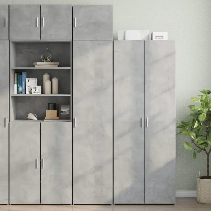 vidaXL Slim Storage Cabinet Concrete Grey 45×42.5×225 cm Engineered Wood