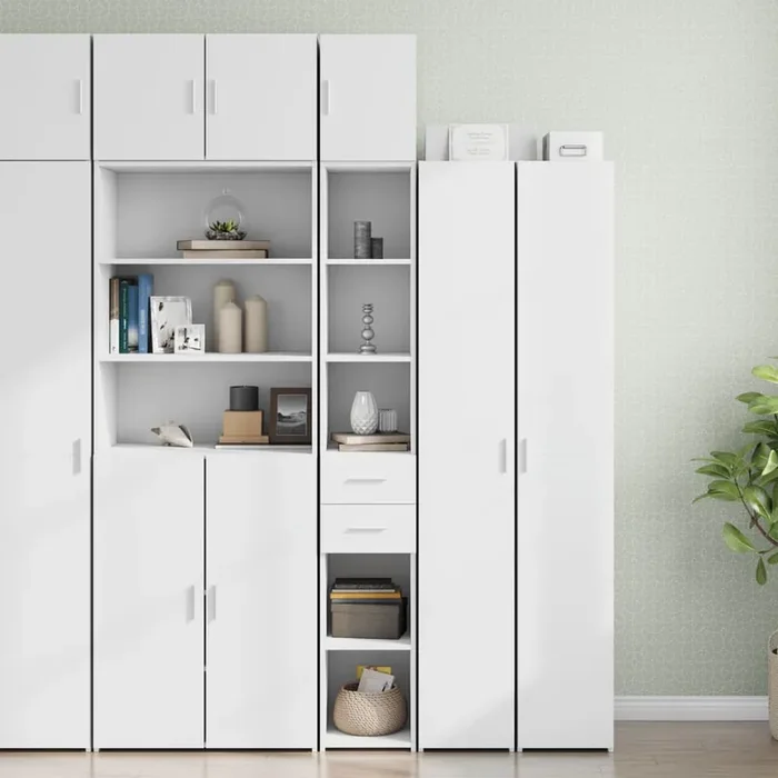 vidaXL Slim Storage Cabinet White 30×42.5×225 cm Engineered Wood